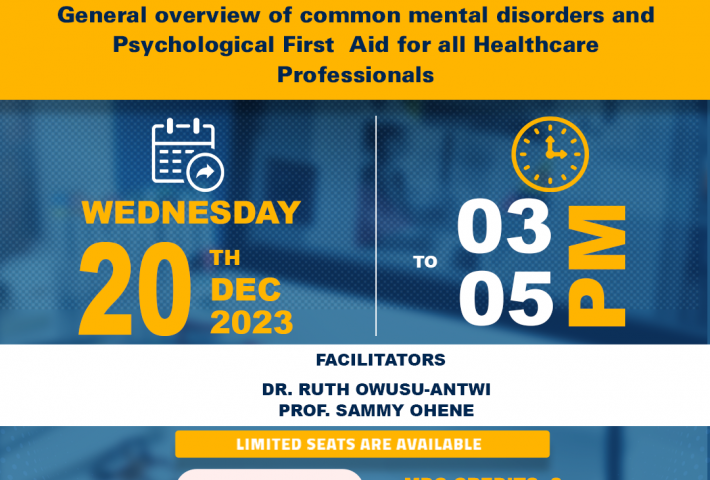 General overview of common mental disorders and Psychological First Aid for all Healthcare Professionals (2 MDC Points; Category 2)